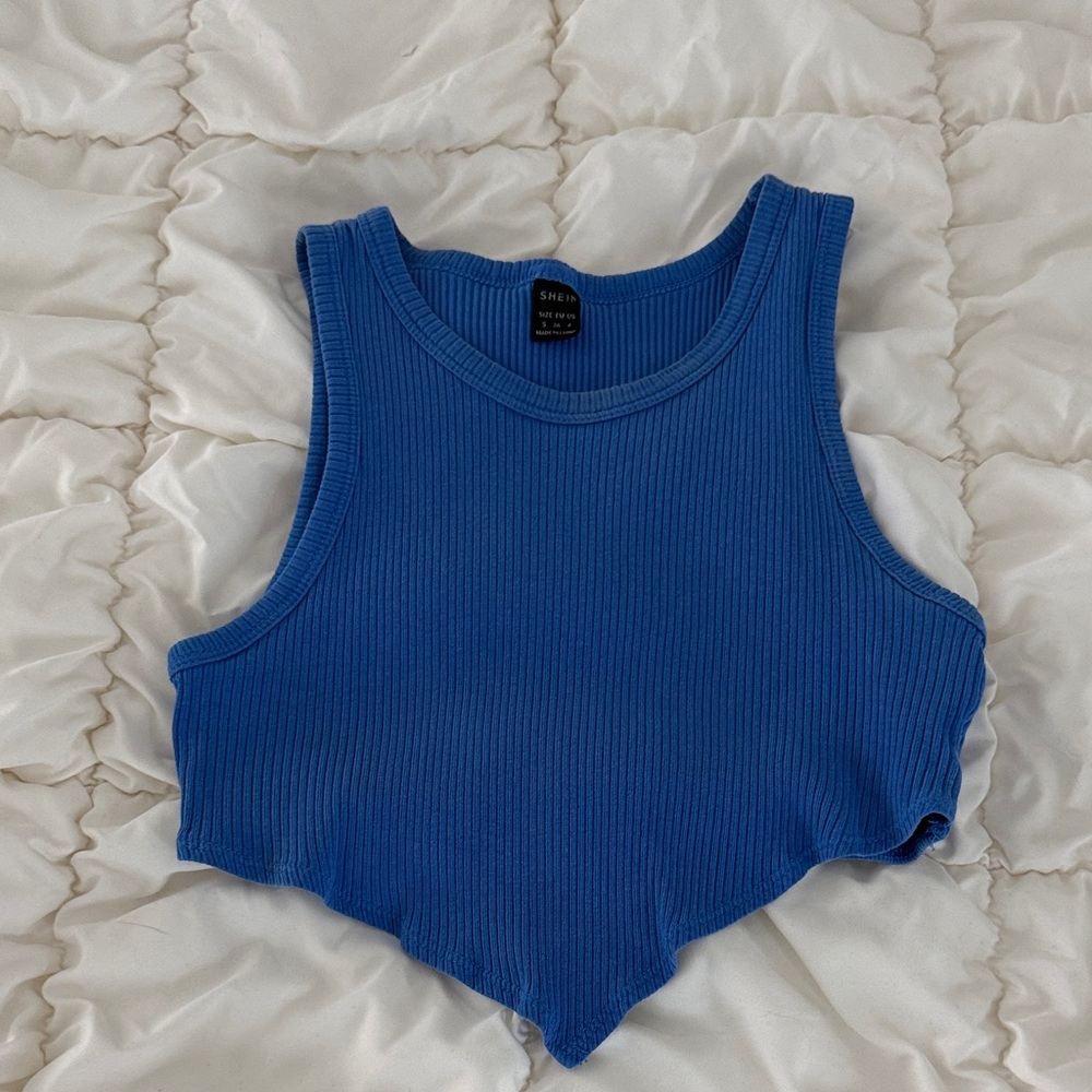 SHEIN Vibrant Blue Sleeveless Crop Top